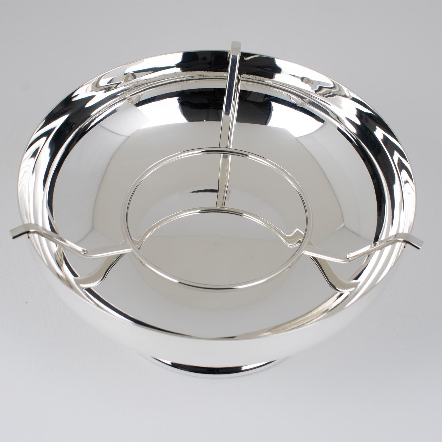 Late 20th Century Silver Plate and Crystal Caviar Bowl Dish Server by Gelb, Paris in Box For Sale