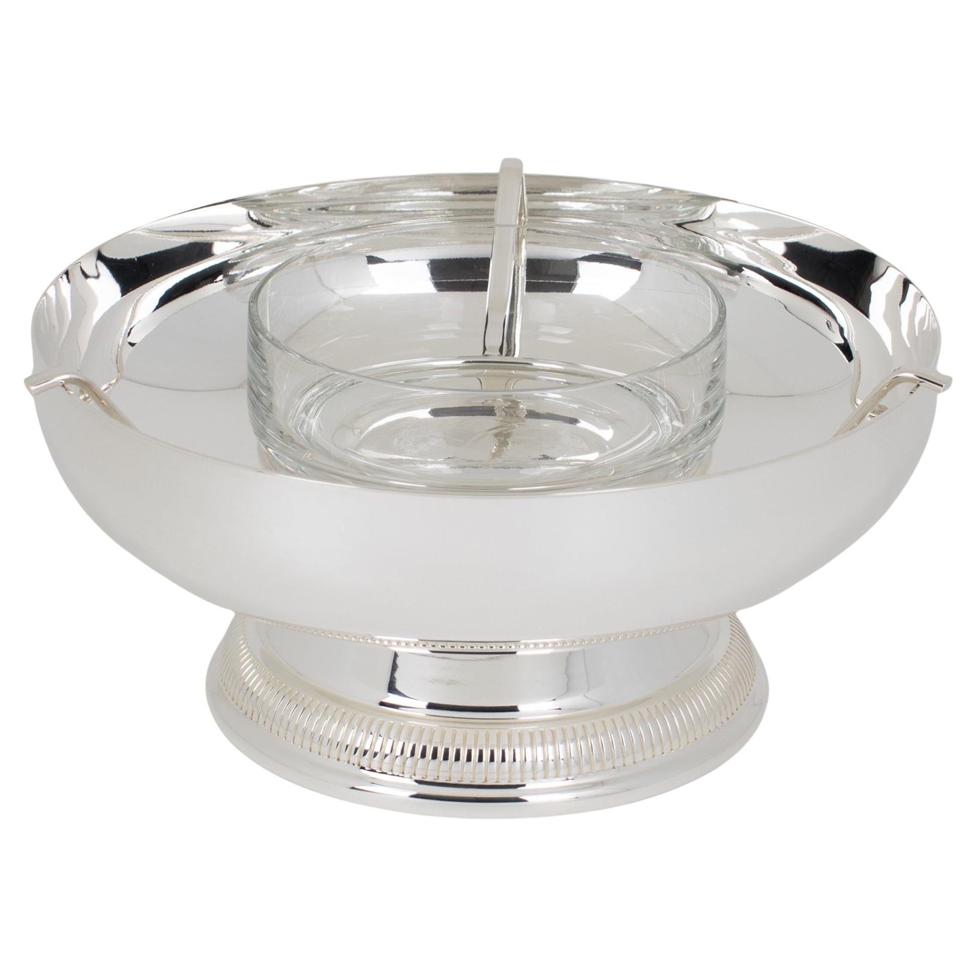 Silver Plate and Crystal Caviar Bowl Dish Server by Gelb, Paris in Box