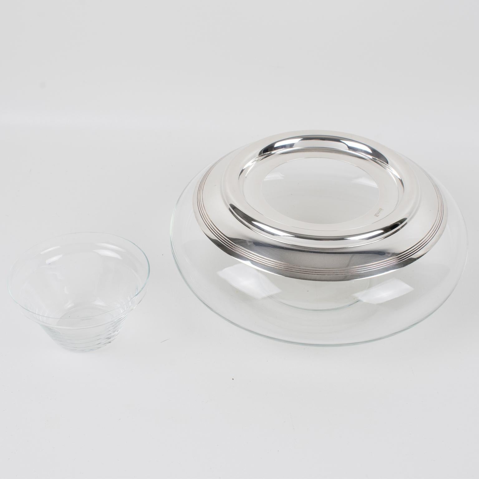 Silver Plate and Crystal Caviar Bowl Dish Server by St Hilaire France, 1960s 3