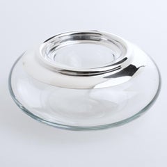 Silver Plate and Crystal Caviar Bowl Dish Server by Vetrerie di Empoli