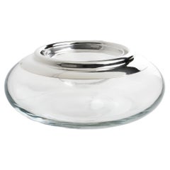 Silver Plate and Crystal Caviar Bowl Dish Server by Vetrerie di Empoli
