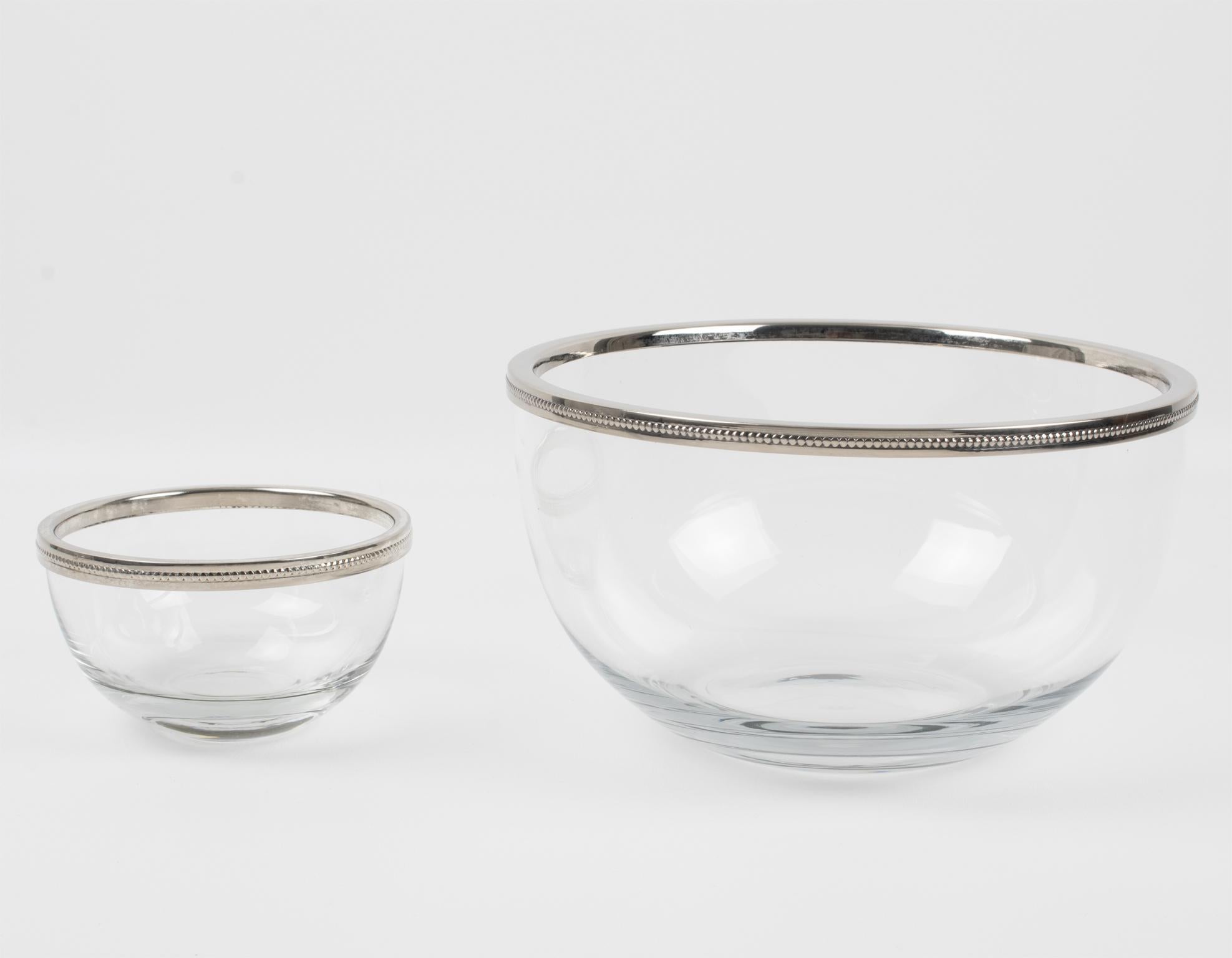 Silver Plate and Crystal Caviar Bowl Dish Server, France 1970s For Sale 4