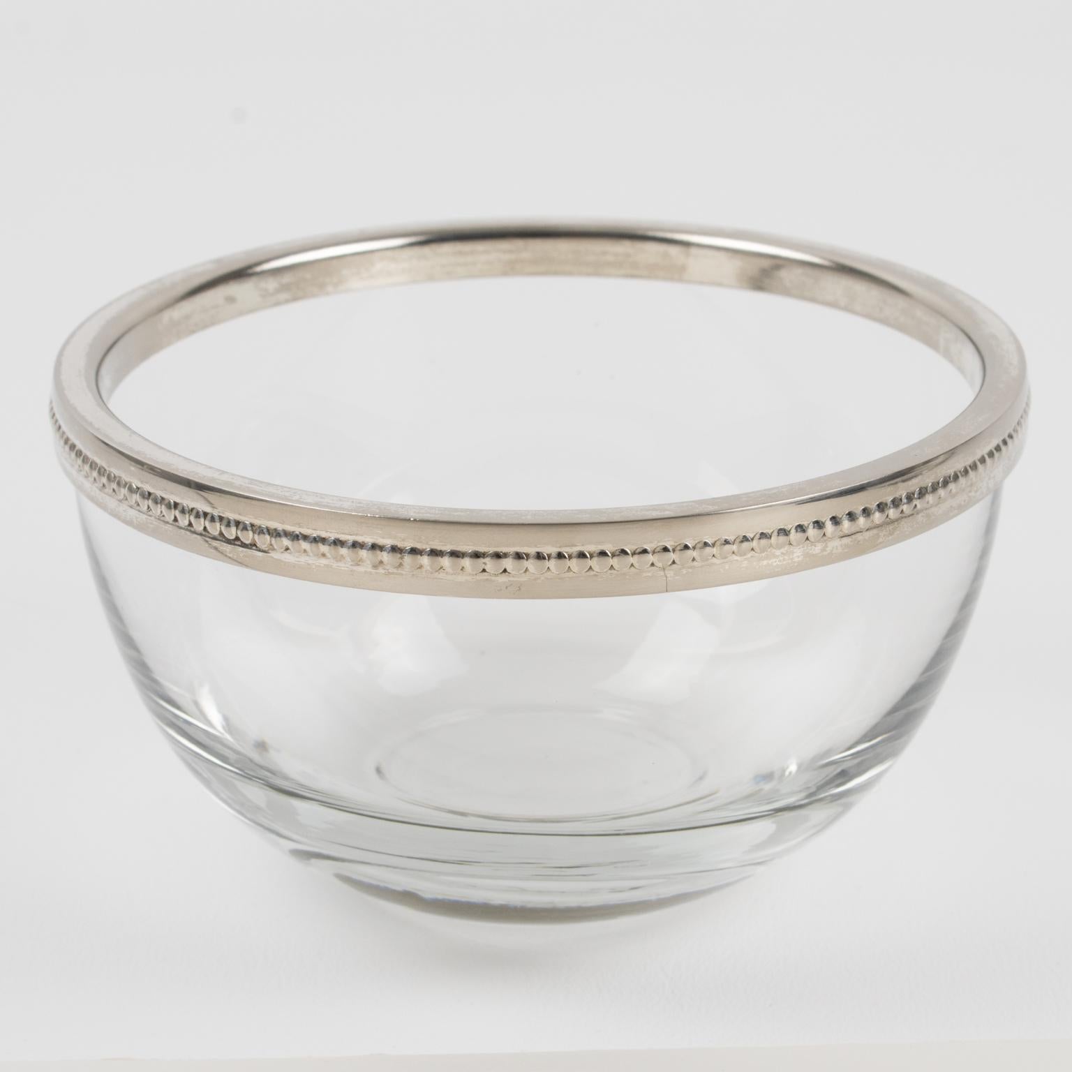 Silver Plate and Crystal Caviar Bowl Dish Server, France 1970s For Sale 6