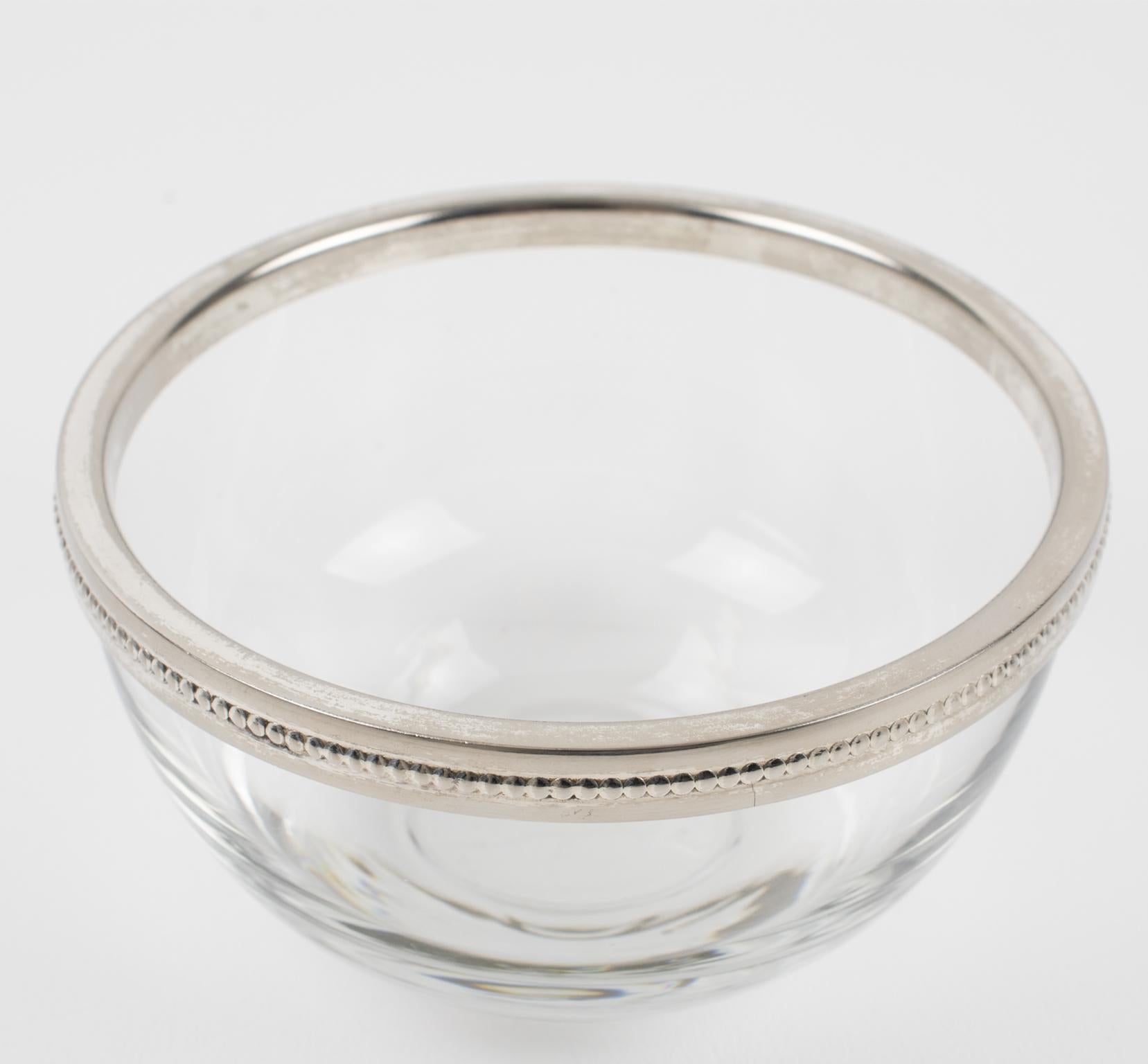 Silver Plate and Crystal Caviar Bowl Dish Server, France 1970s For Sale 7