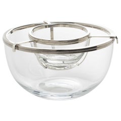 Silver Plate and Crystal Caviar Bowl Dish Server, France 1970s