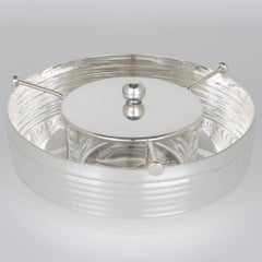 Silver Plate and Crystal Caviar Bowl Serving Dish by St Hilaire Paris circa 1980