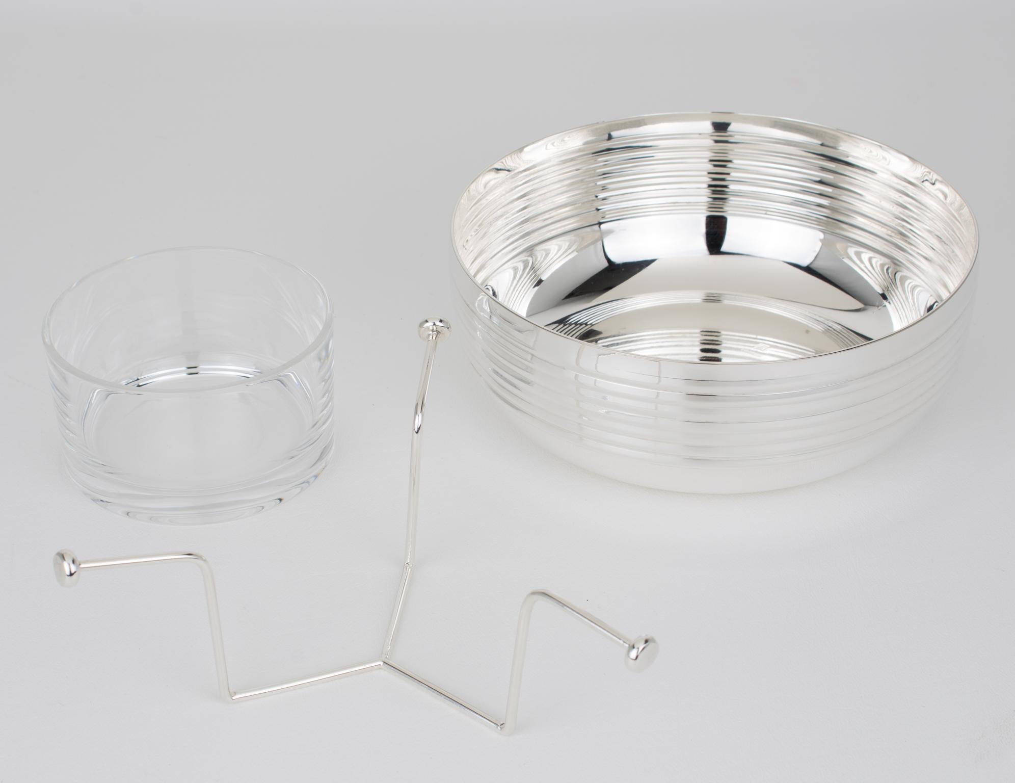 Piatto da portata in argento e cristallo Caviar Bowl di St Hilaire Paris, circa 1980 in vendita 1