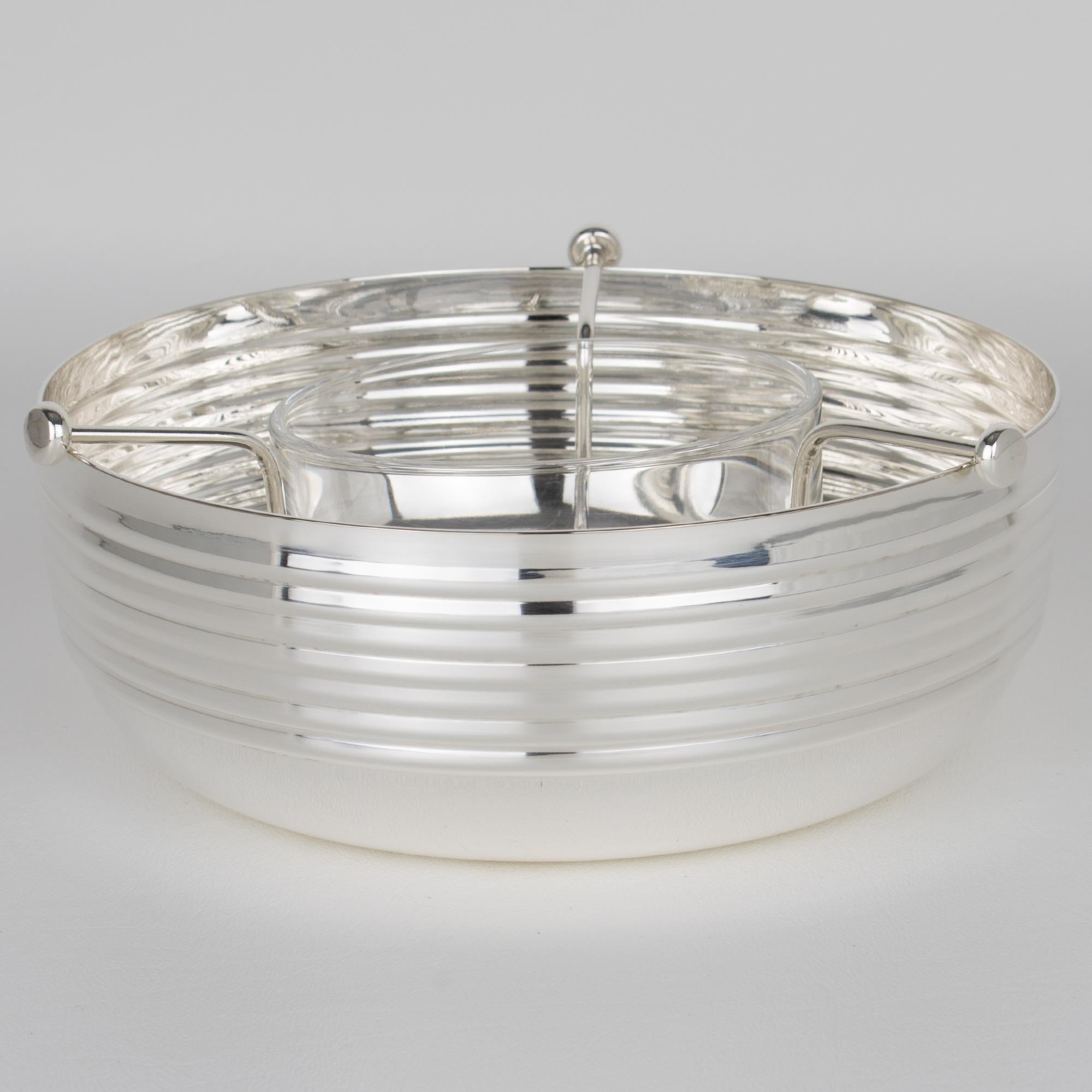 Piatto da portata in argento e cristallo Caviar Bowl di St Hilaire Paris, circa 1980 in vendita 2