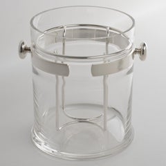 Champán de plata y cristal, cubitera para vino de PM Italy, hacia 1980