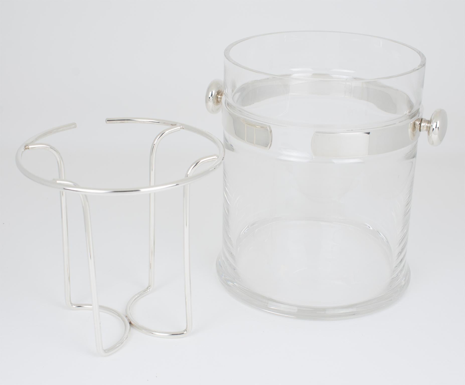 Champán de plata y cristal, cubitera para vino de PM Italy, hacia 1980 finales del siglo XX en venta