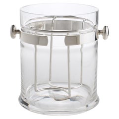 Silver Plate and Crystal Champagne, Wine Ice Bucket by PM Italy, circa 1980