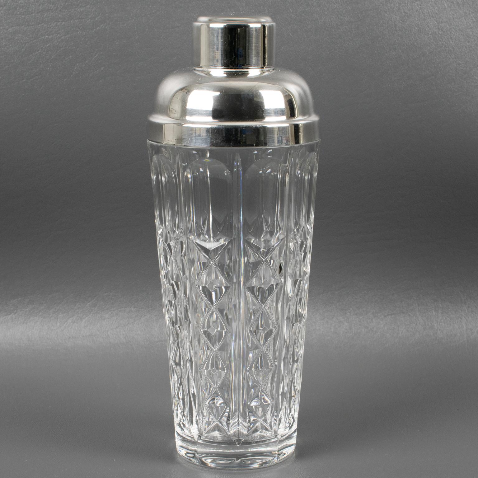 Italian Silver Plate and Crystal Cocktail Martini Shaker Barware by Towle, William Adams