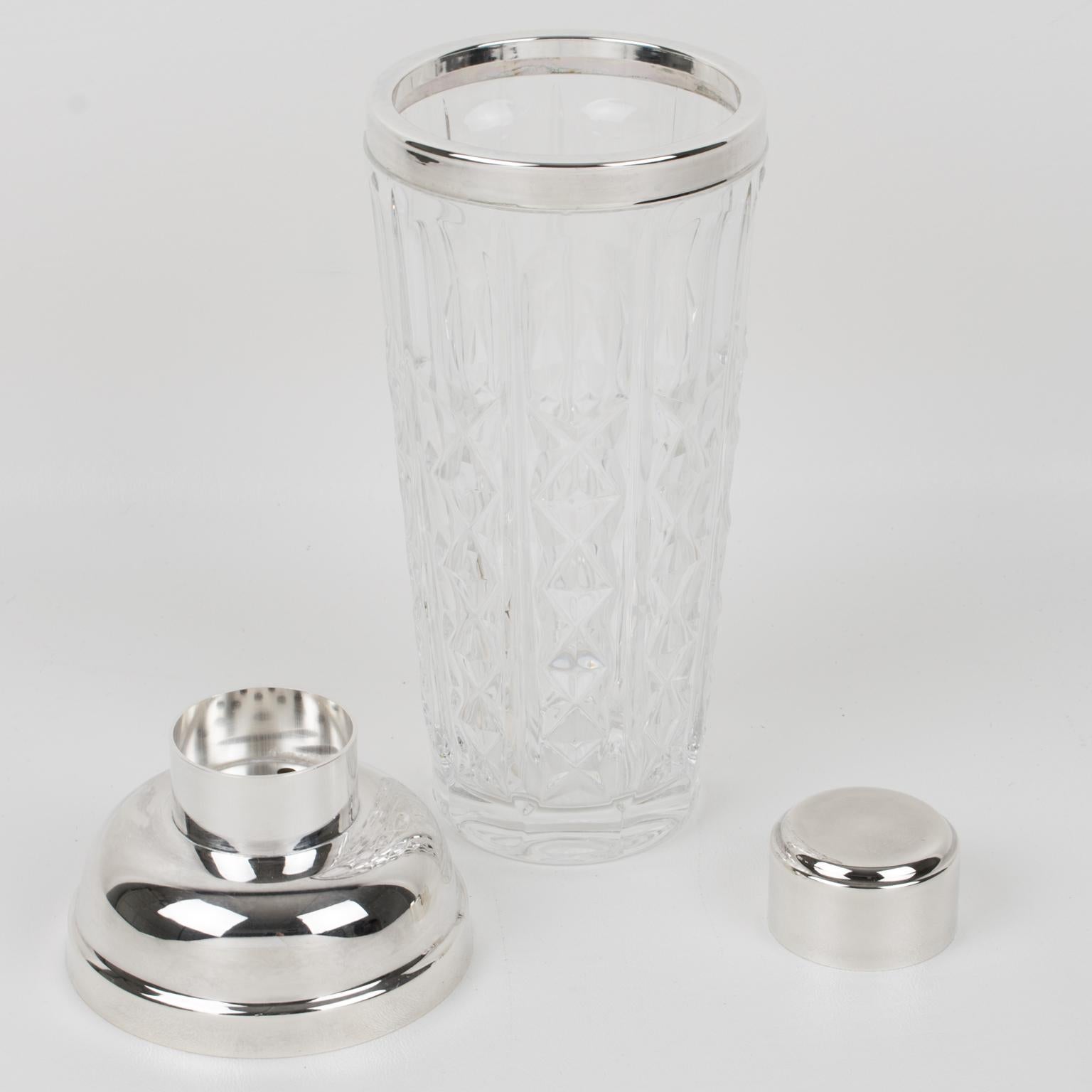 Silver Plate and Crystal Cocktail Martini Shaker Barware by Towle, William Adams In Good Condition In Atlanta, GA