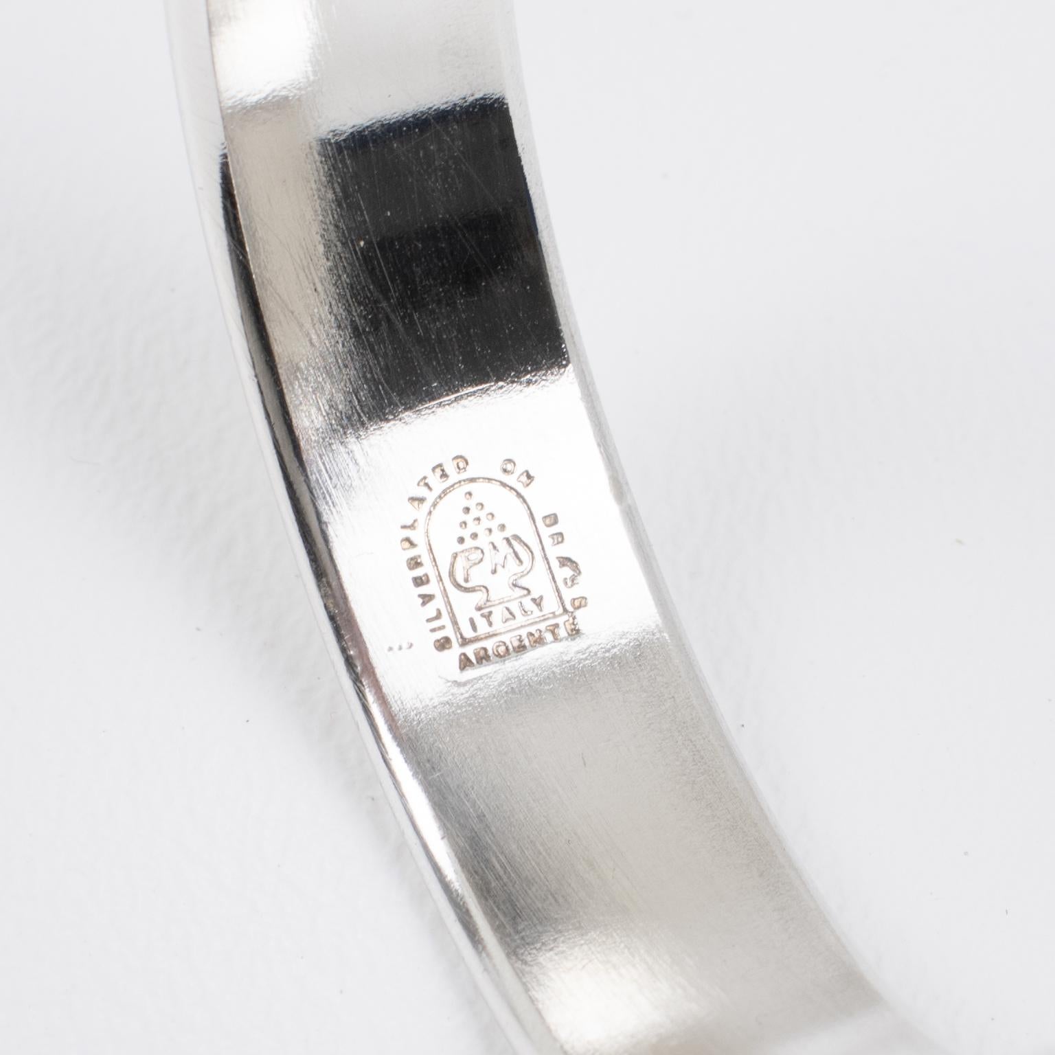Cubitera de plata y cristal de PM Italy, hacia 1980 finales del siglo XX en venta