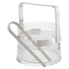 Silver Plate and Crystal Ice Bucket by PM Italy, circa 1980