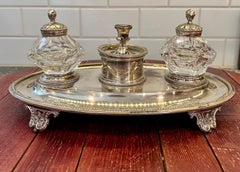Silver Plate and Crystal Ink Stand