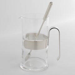 Jarra mezcladora para cóctel Martini de plata y cristal de PM Italy, hacia 1980