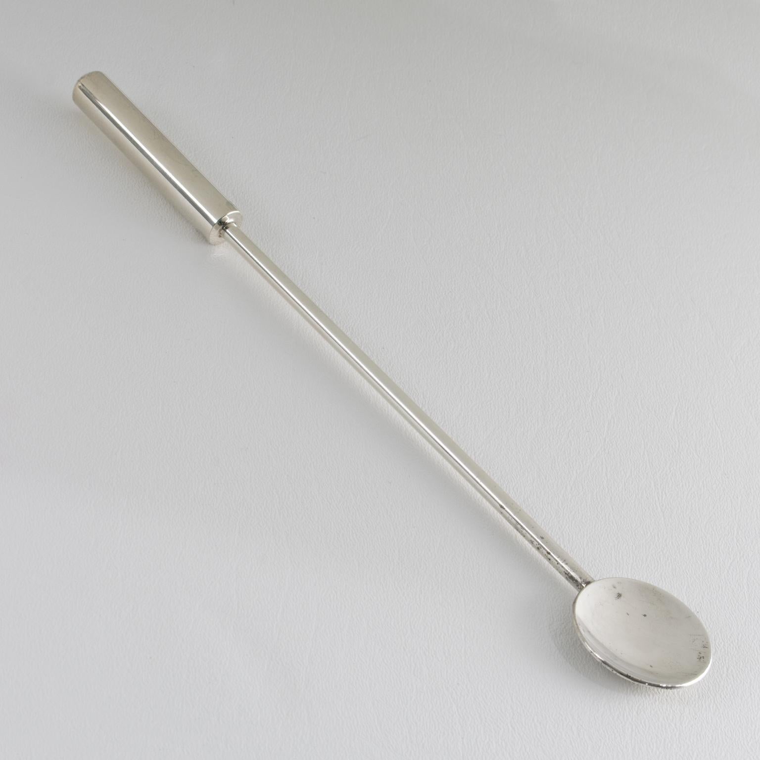 Jarra mezcladora para cóctel Martini de plata y cristal de PM Italy, hacia 1980 en venta 2