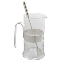 Silver Plate and Crystal Martini Cocktail Pitcher Mixer by PM Italy, circa 1980 Silver Plate and Crystal Martini Cocktail Pitcher Mixer by PM Italy, circa 1980
