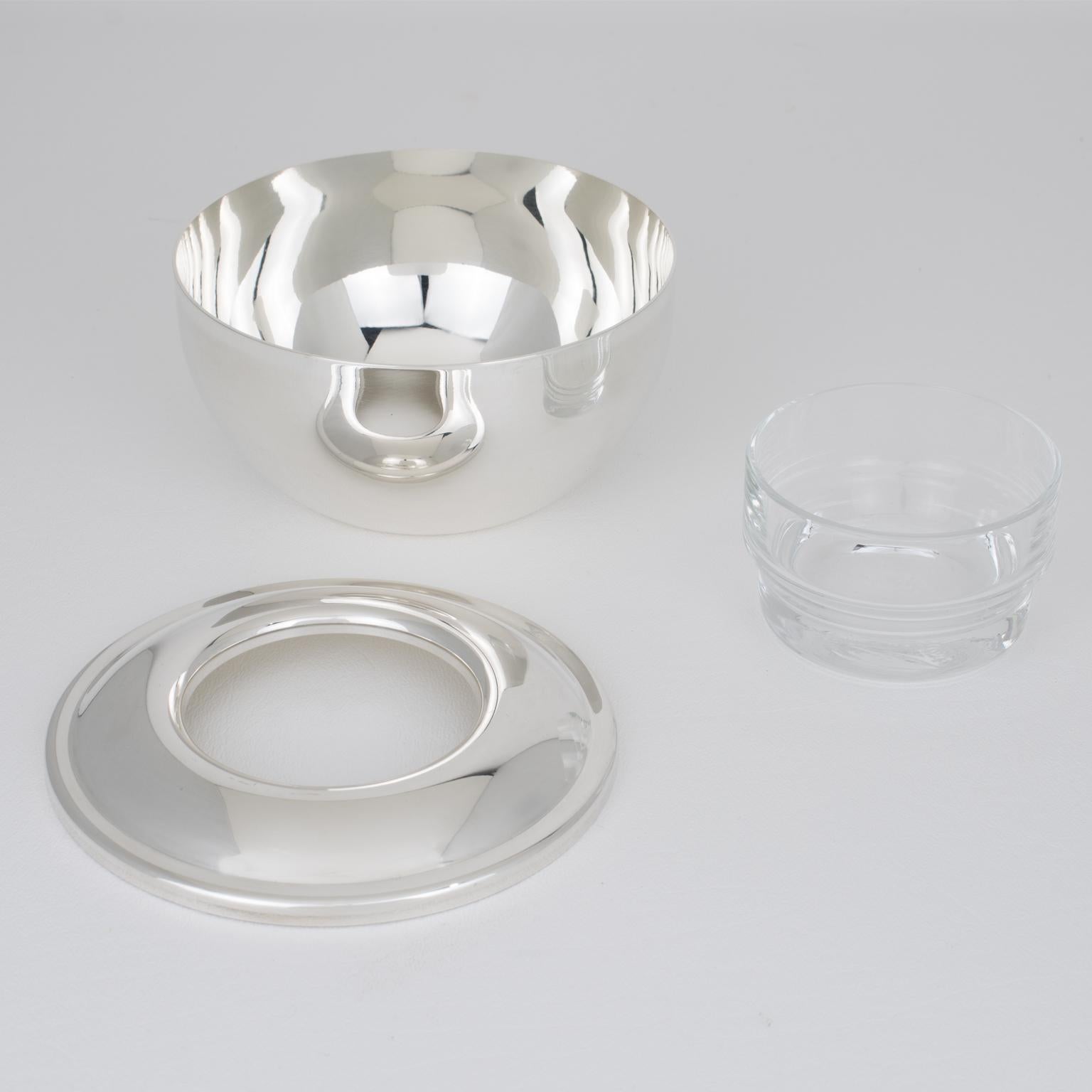 Francese Server per piatti Tete-a-Tete Caviar Bowl in argento e cristallo di Gelb, Paris in vendita