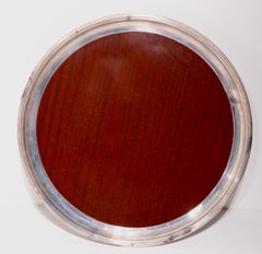 Silver-Plate and Faux Wood Serving Tray by Crescent Manufacturing Company