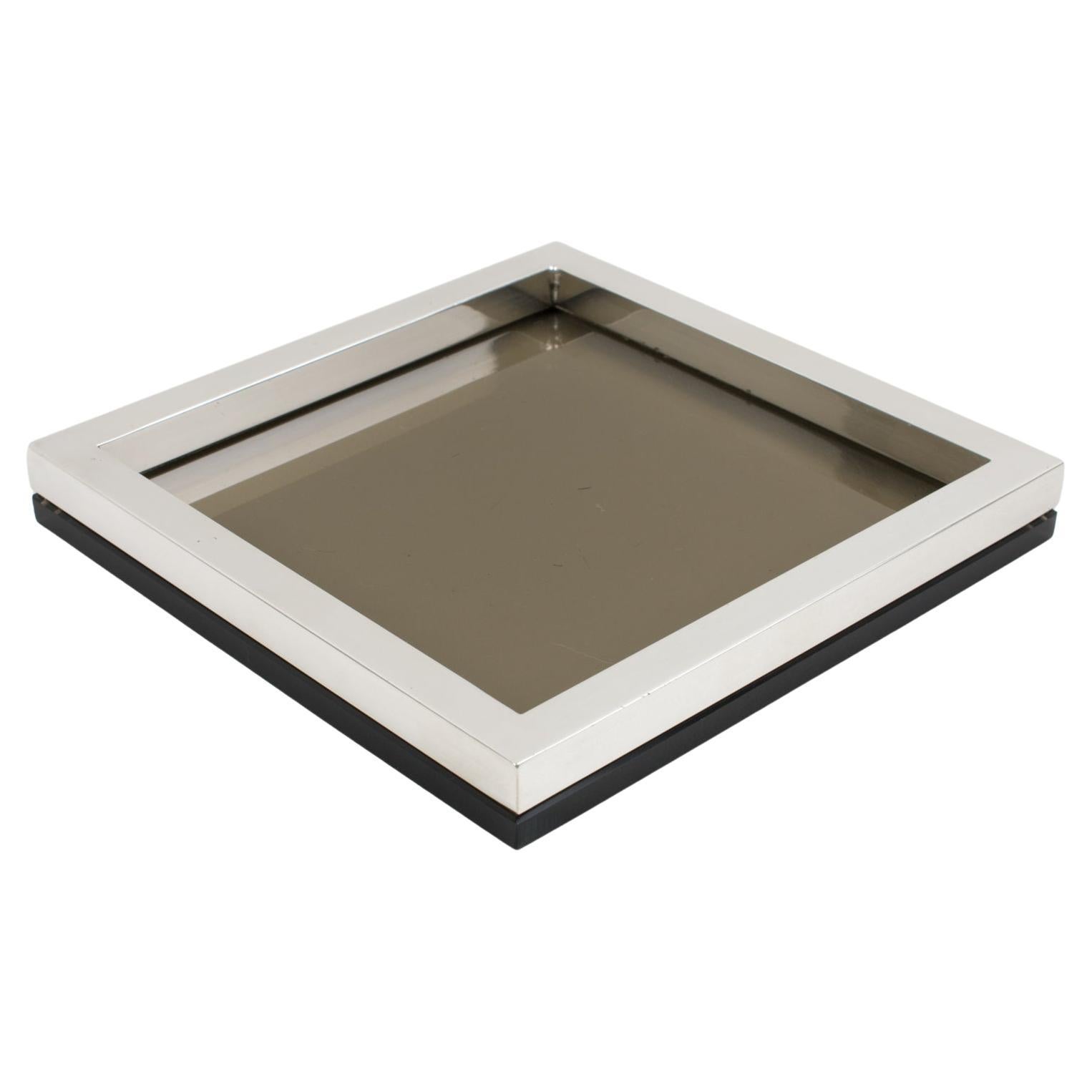 Silver Plate and Glass Centerpiece Tray Catchall Vide Poche by Debladis, Paris