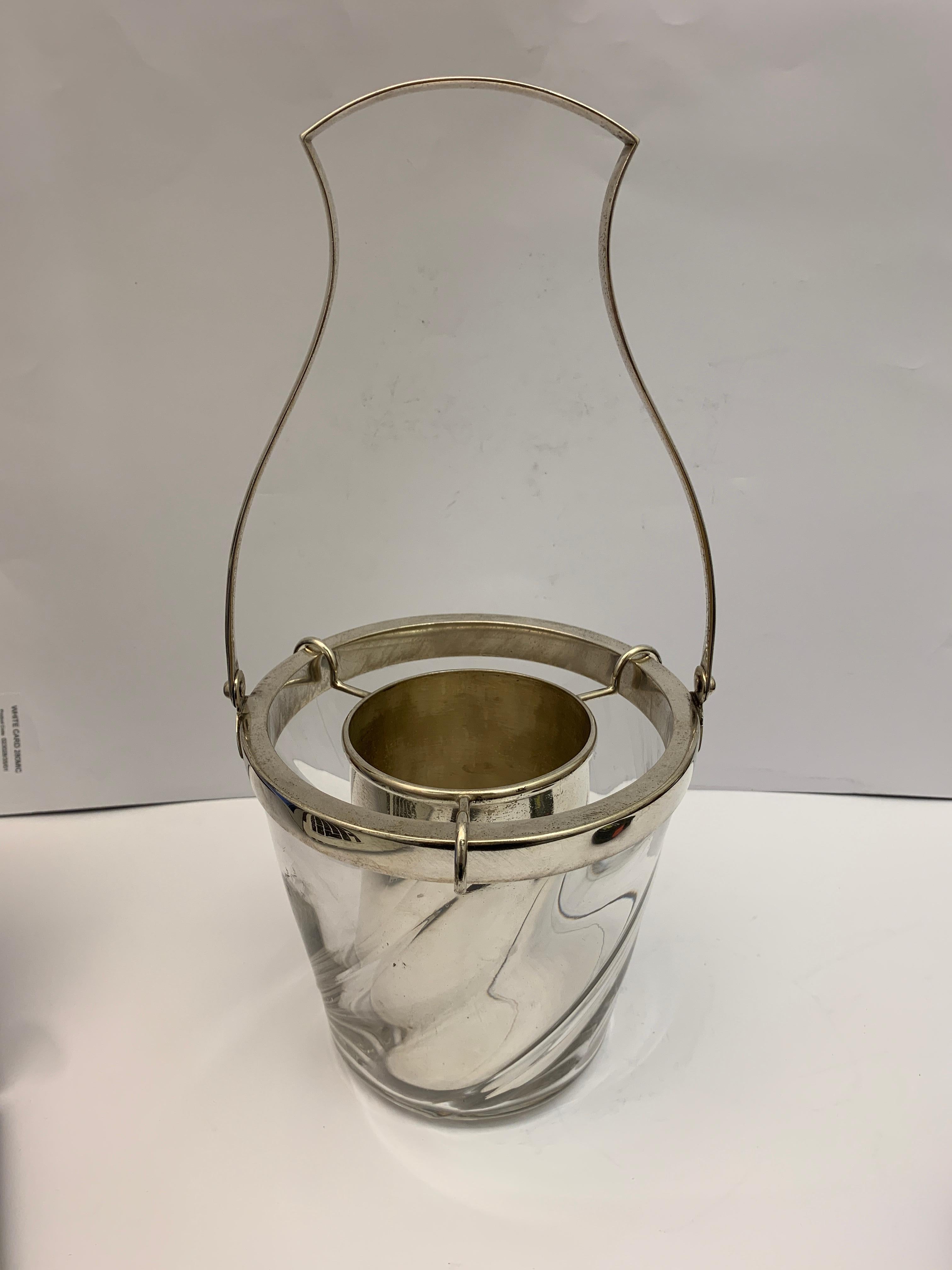 Silver Plate and Glass Ice Bucket, circa 1900  In Good Condition For Sale In London, London