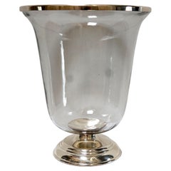 Silver Plate and Glass Monumental Pedestal Vase