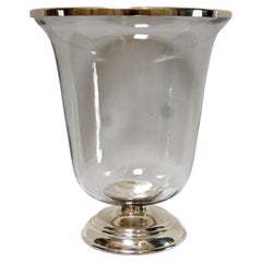 Vintage Silver Plate and Glass Monumental Pedestal Vase