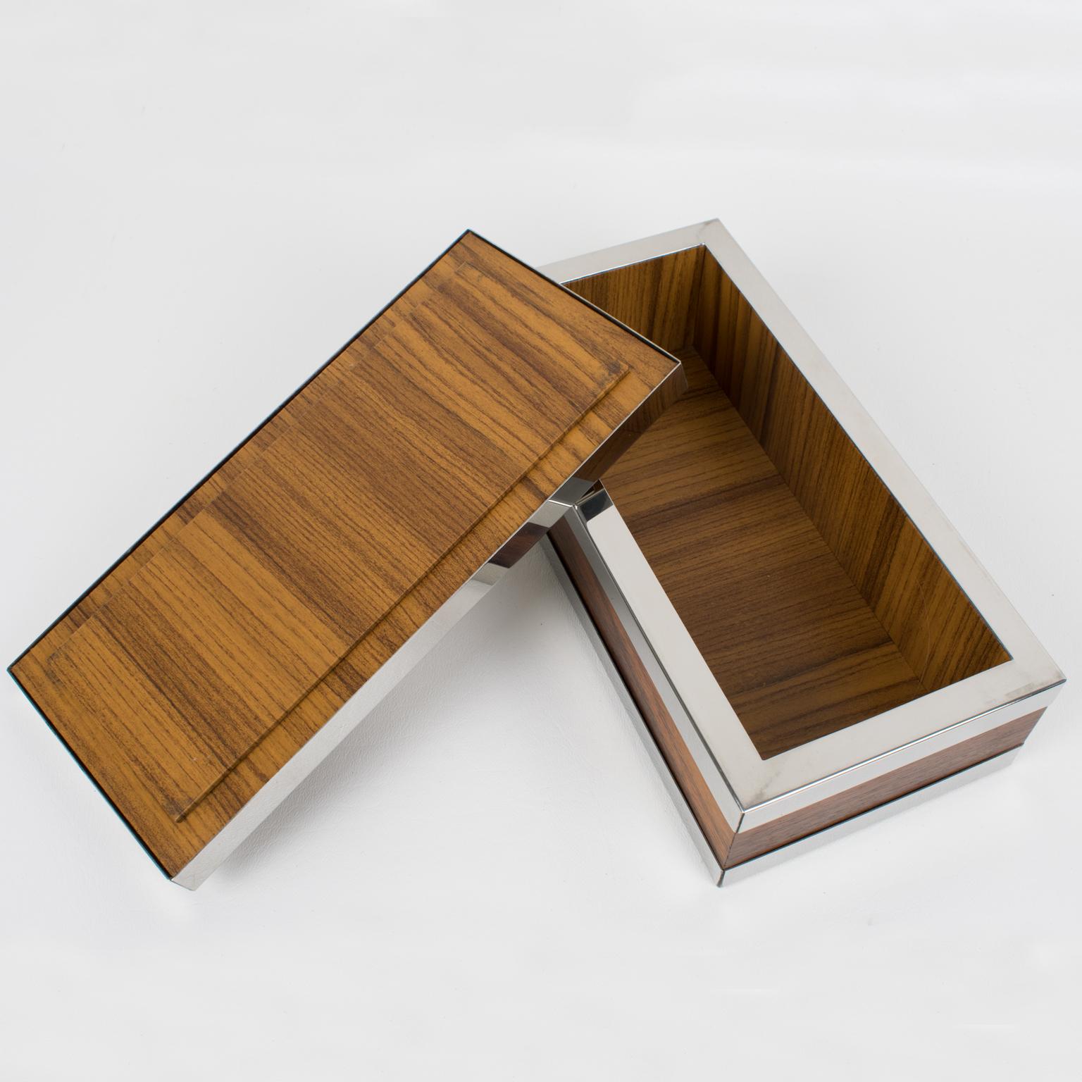 Metallo Scatola in argento e legno con decorazioni in lastre di agata, circa 1980 in vendita