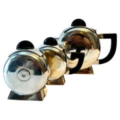Silver Plate Art Deco 3 Piece Tea Set