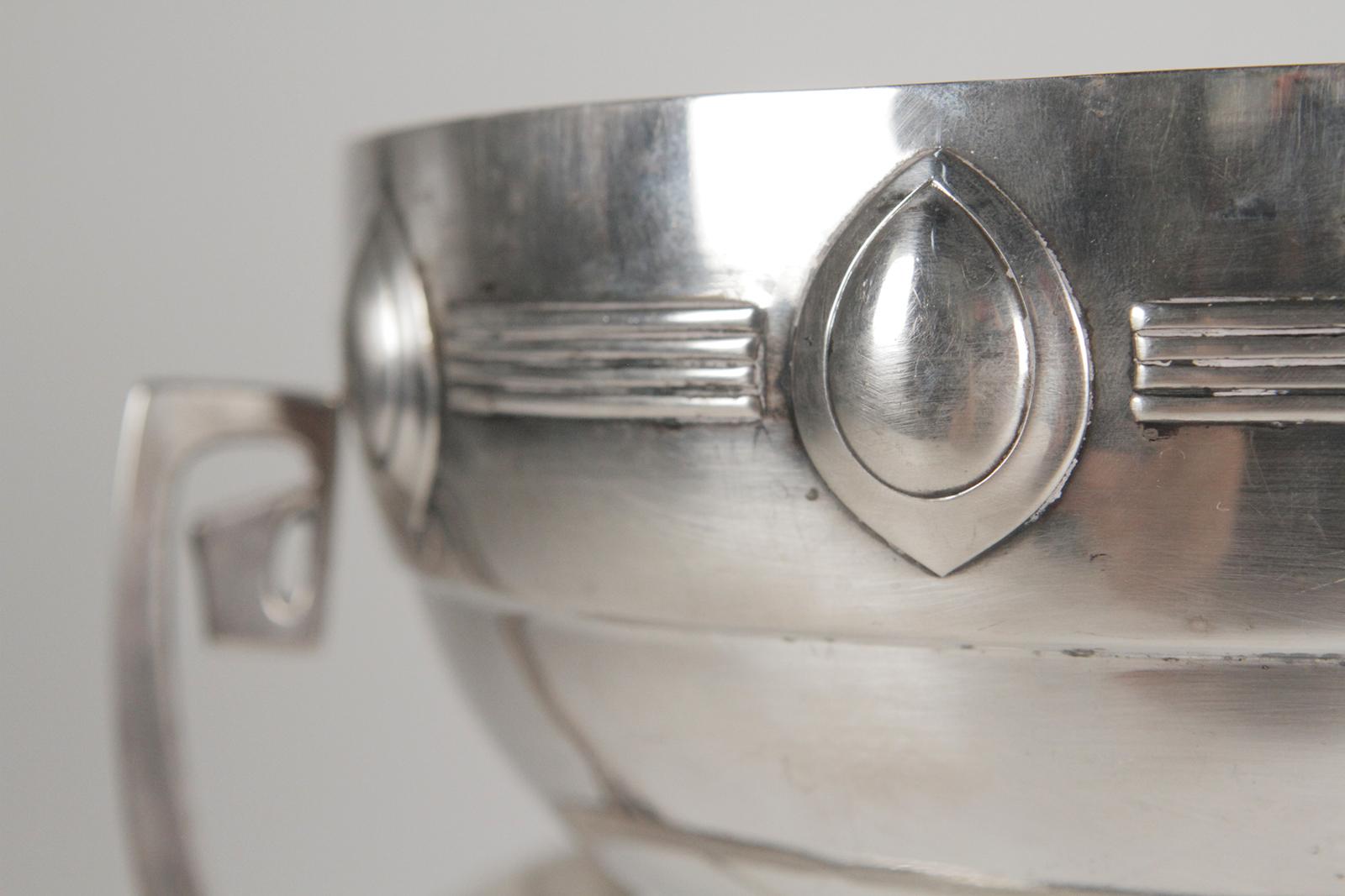 silver bowl with stand
