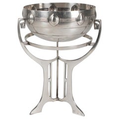 Antique Silver-Plate Art Nouveau Bowl on Stand, Germany, Early 20th Century