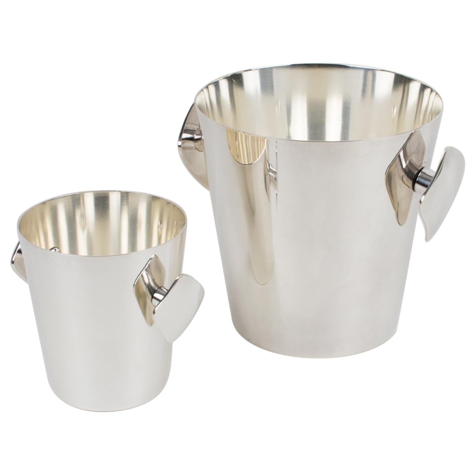 1970s French Silver Plated Ice Bucket and Wine Caddy at 1stDibs
