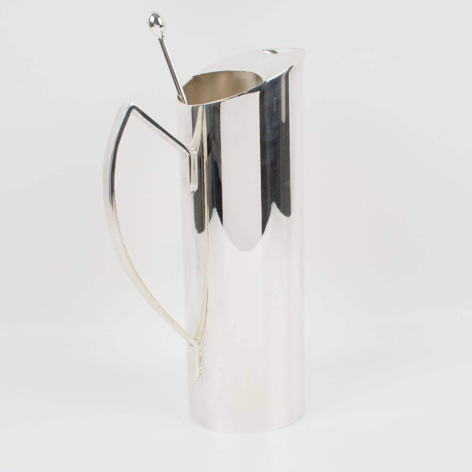 Mid-20th Century Silver Plate Barware Cocktail Martini Pitcher by William Adams England