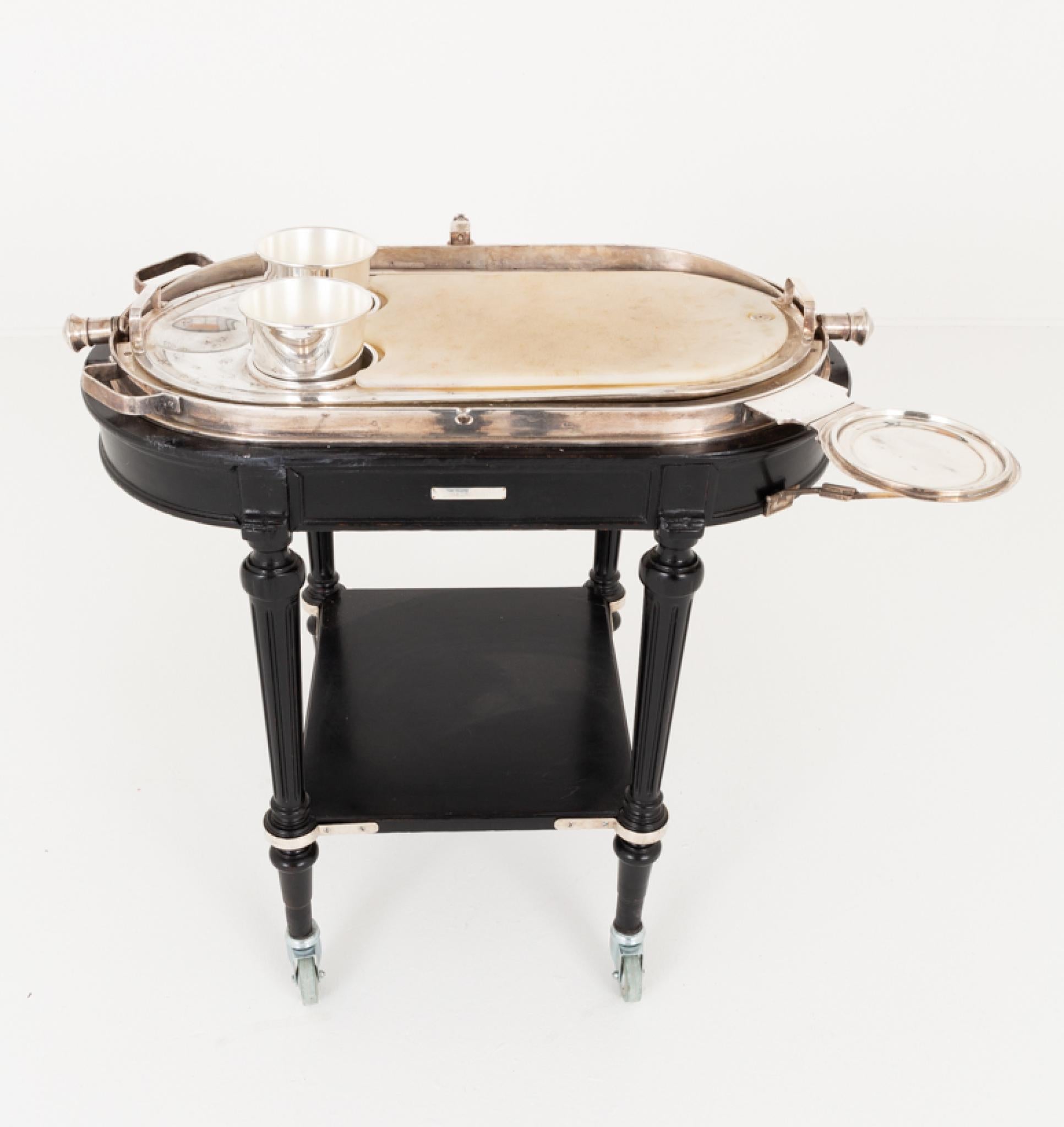 Carro para trinchar carne de vacuno de plata Art Decó Drakes London Carvery Silver en venta