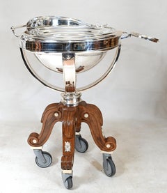 Chariot à bœuf en métal argenté, service de boucherie victorien