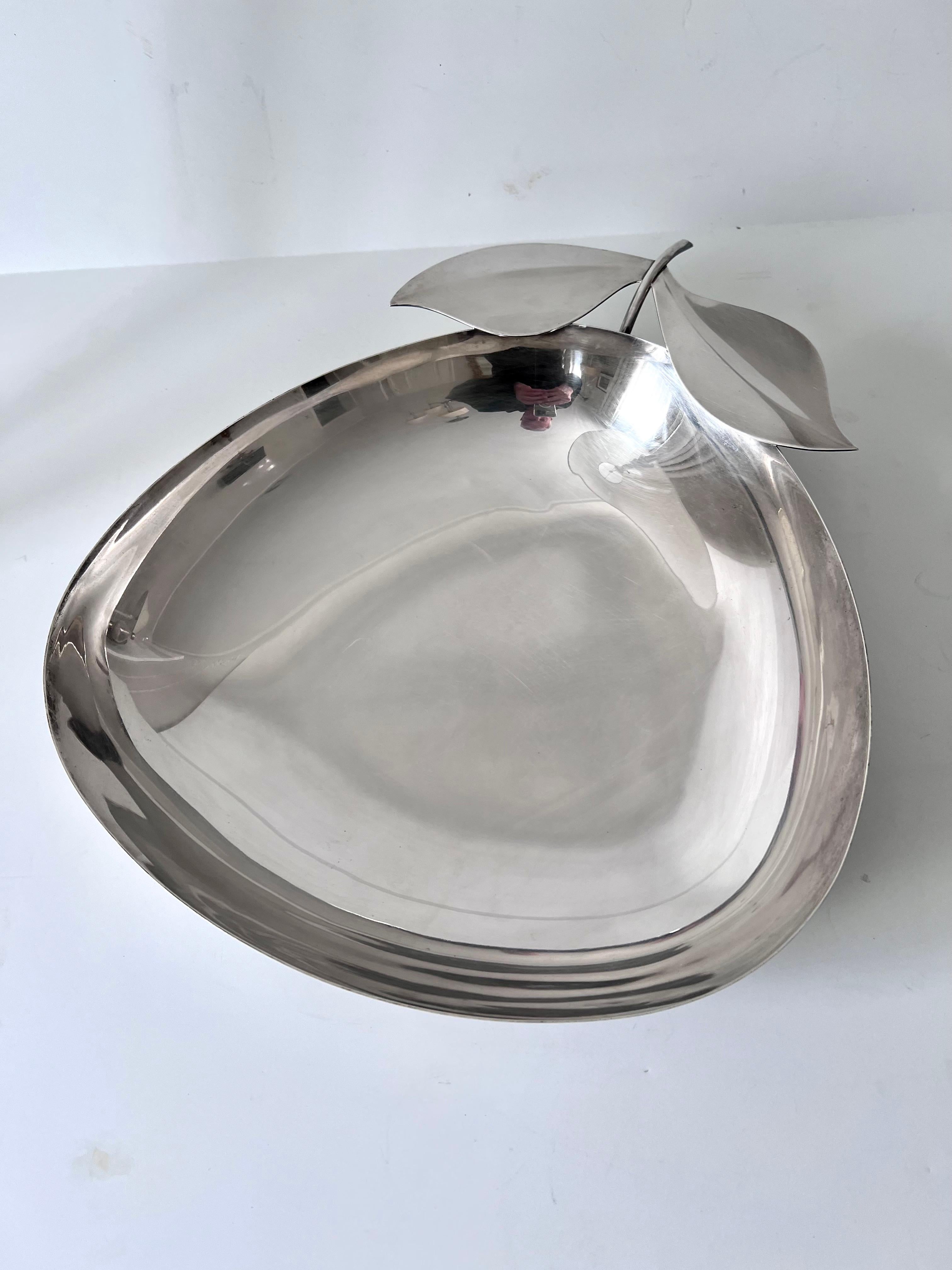 Polished Silver Plate Bowl in the Shape of an Apple or Fruit For Sale