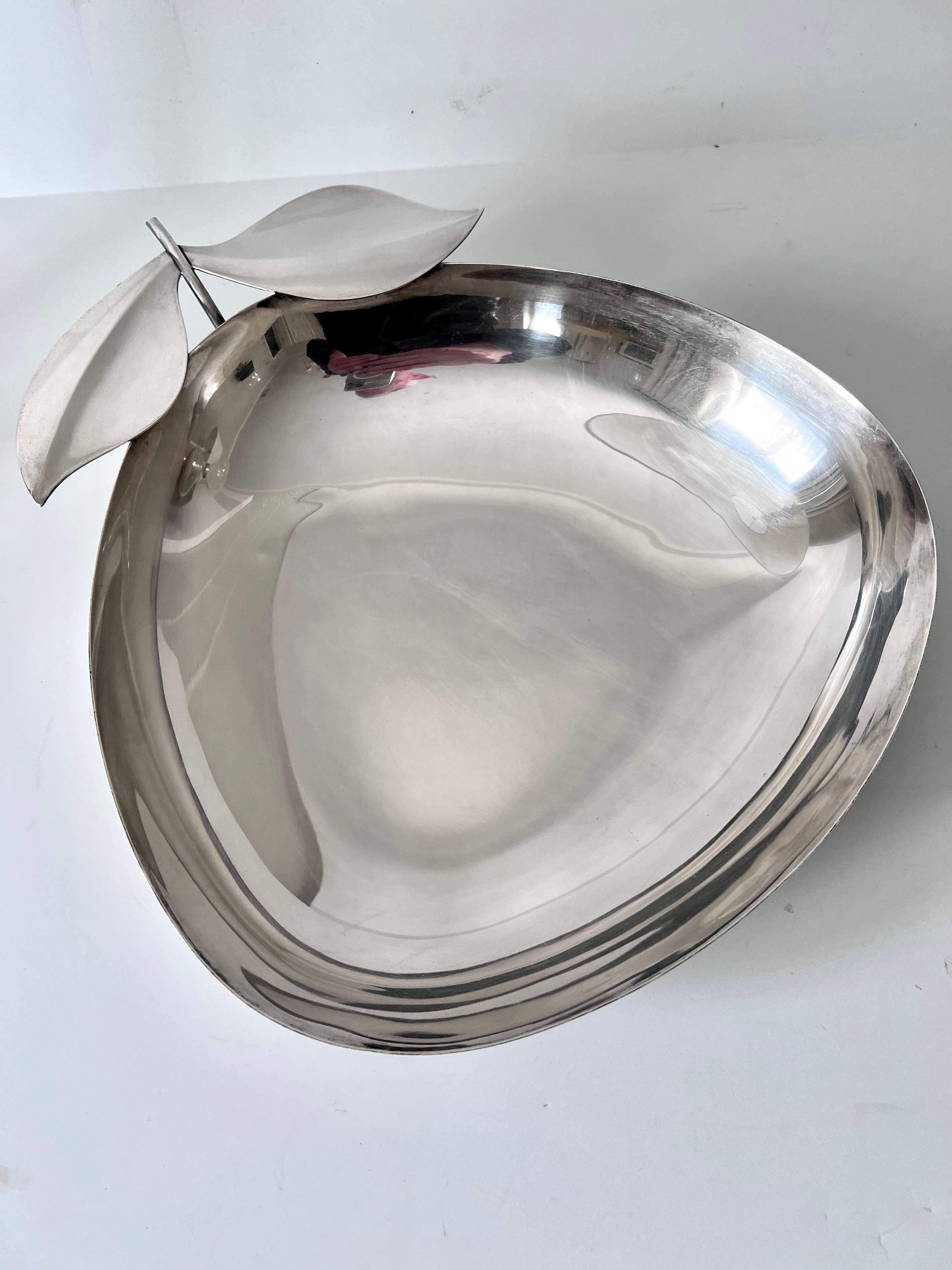 20th Century Silver Plate Bowl in the Shape of an Apple or Fruit For Sale