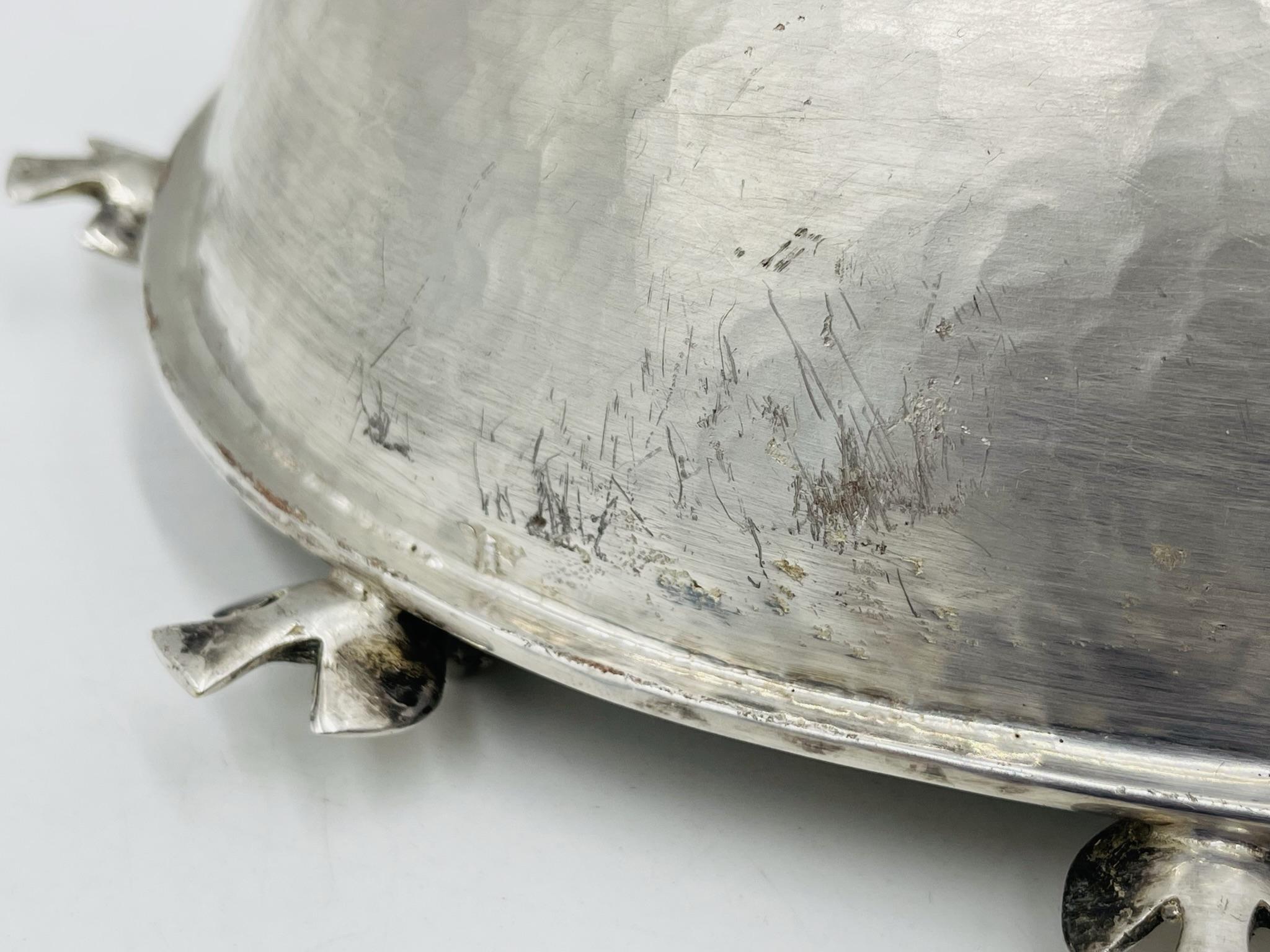 Silver-Plate Bowl with Bird Detail on Volcanic Rock baseby Emilia Castillo For Sale 8