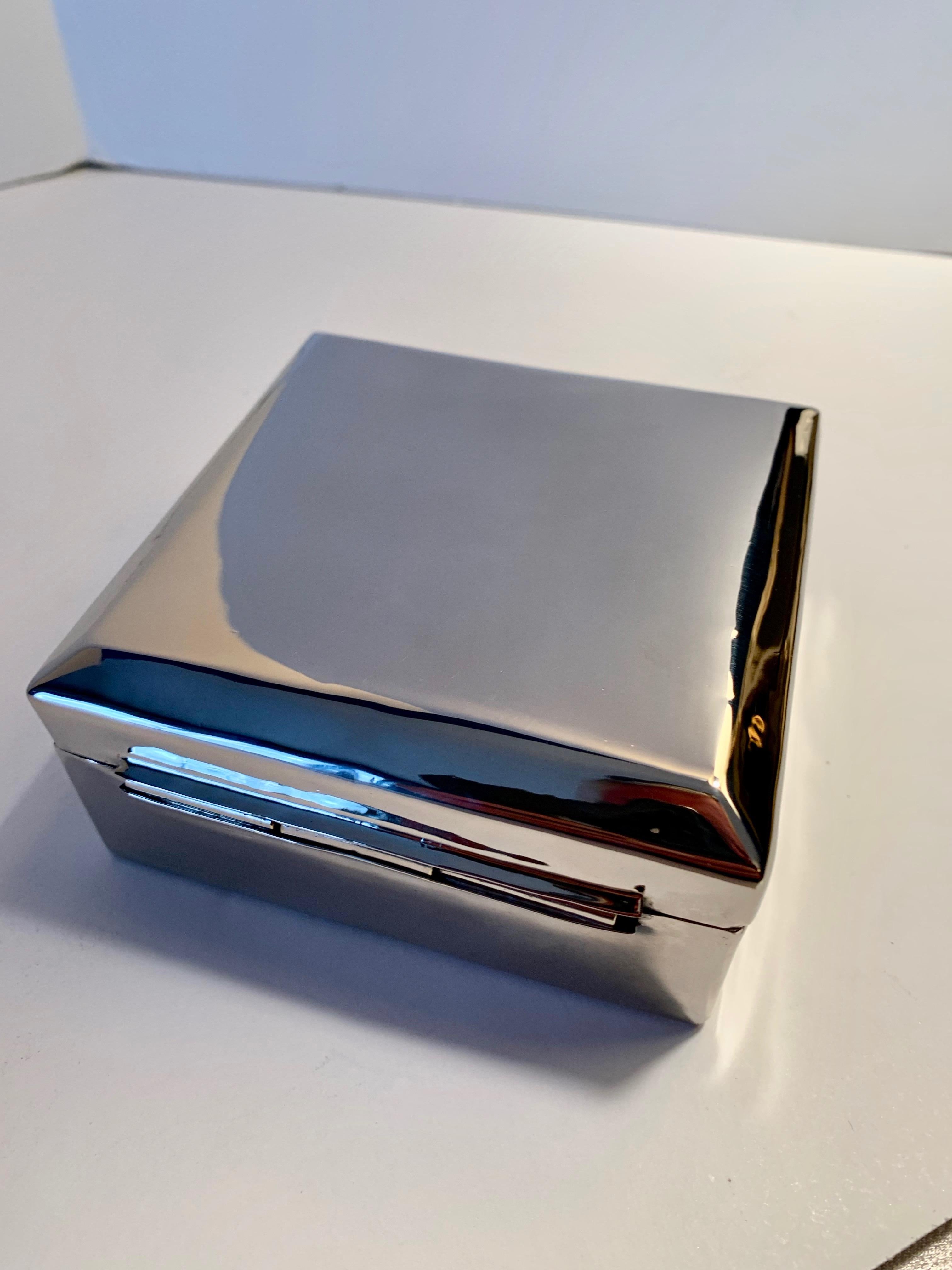 Silver plate box, a freshly plated box ready as a decorative piece for your cocktail table, odds and ends for the office desk or dressing table rings and jewelry.