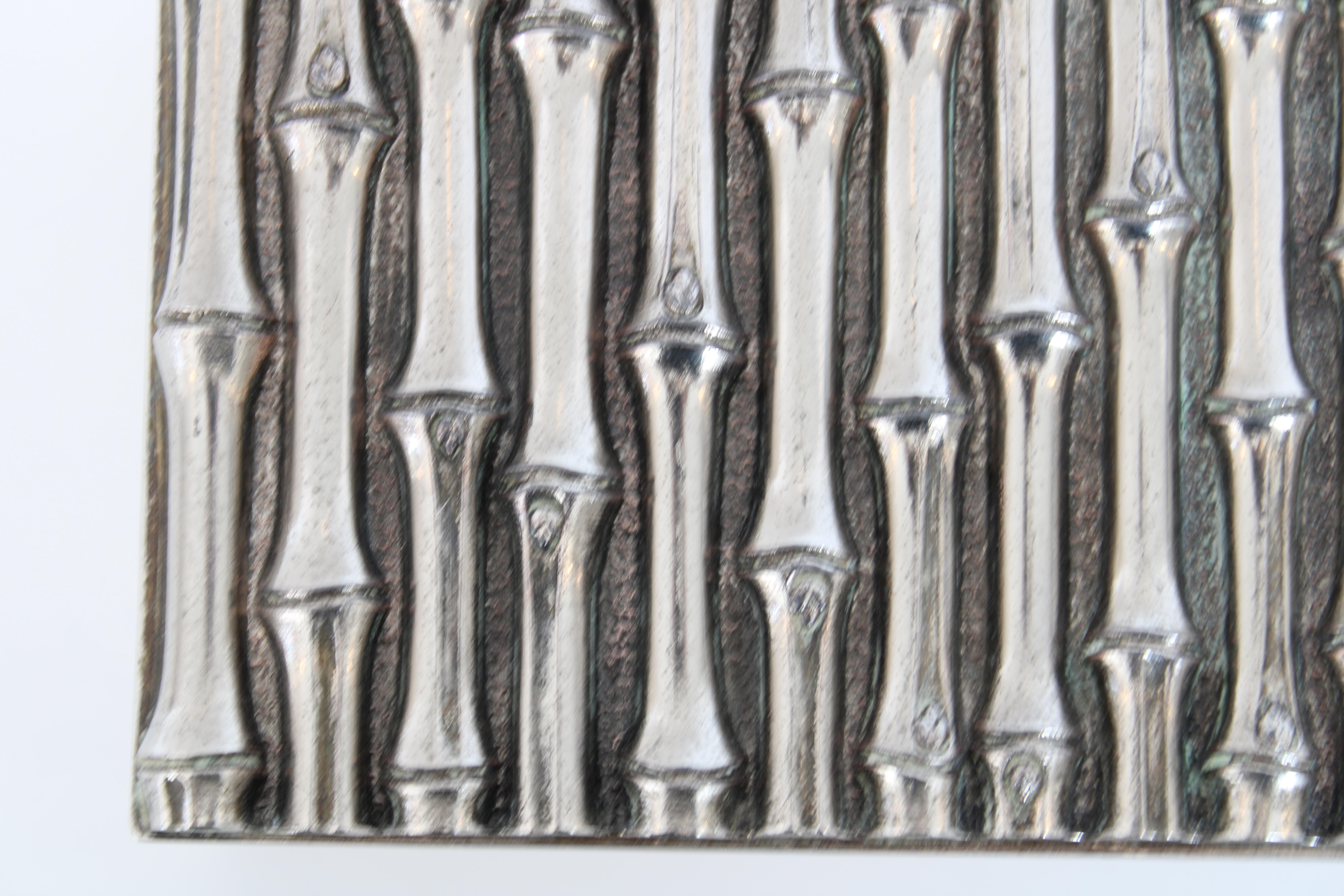 Scatola in argento con motivo di bambù finto attribuita a Maria Pergay in vendita 4