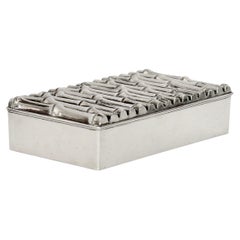 Dose aus Silberblech mit falschem Bambusmotiv, Maria Pergay zugeschrieben