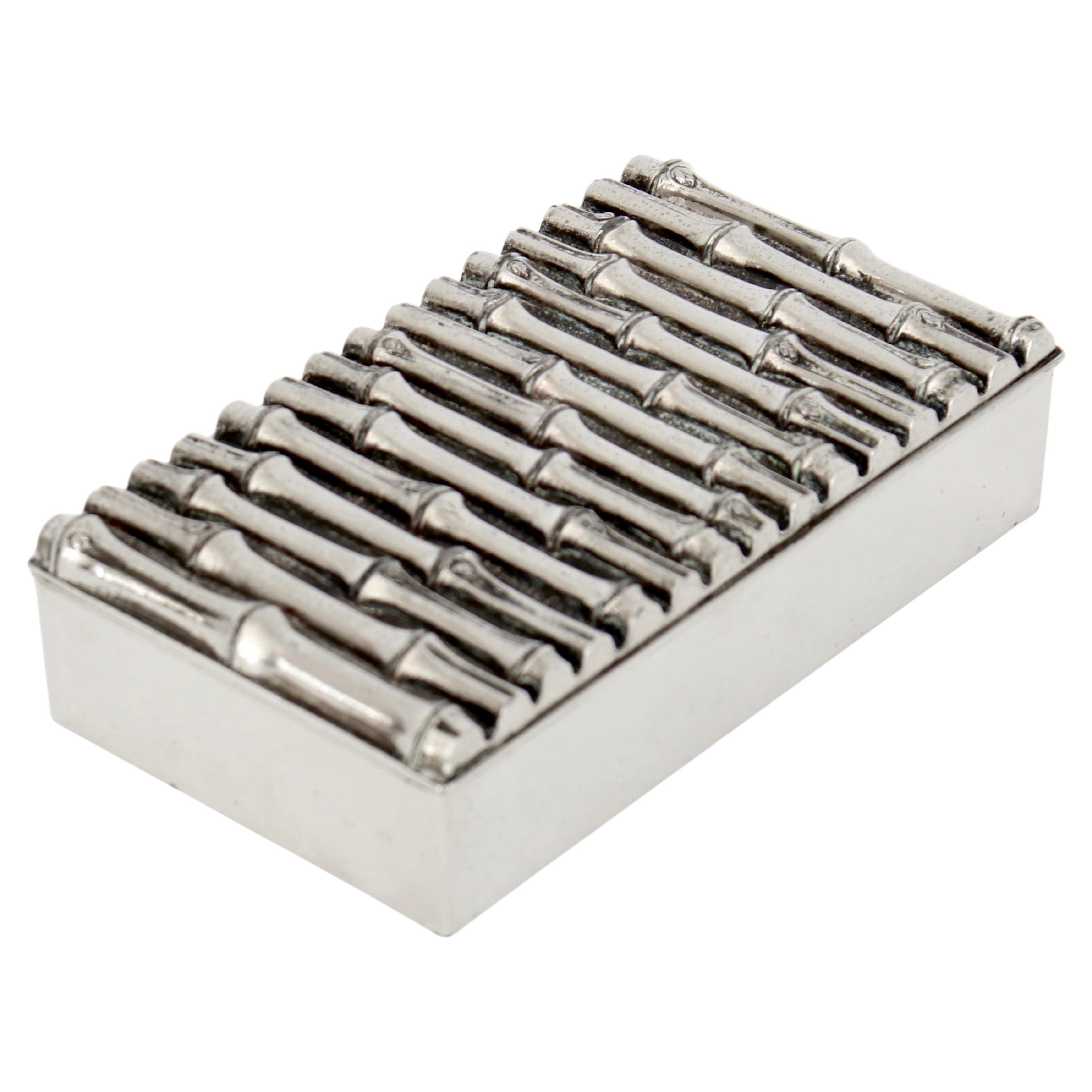 Silver Plate Box in Faux Bamboo Motif Attributed to Maria Pergay
