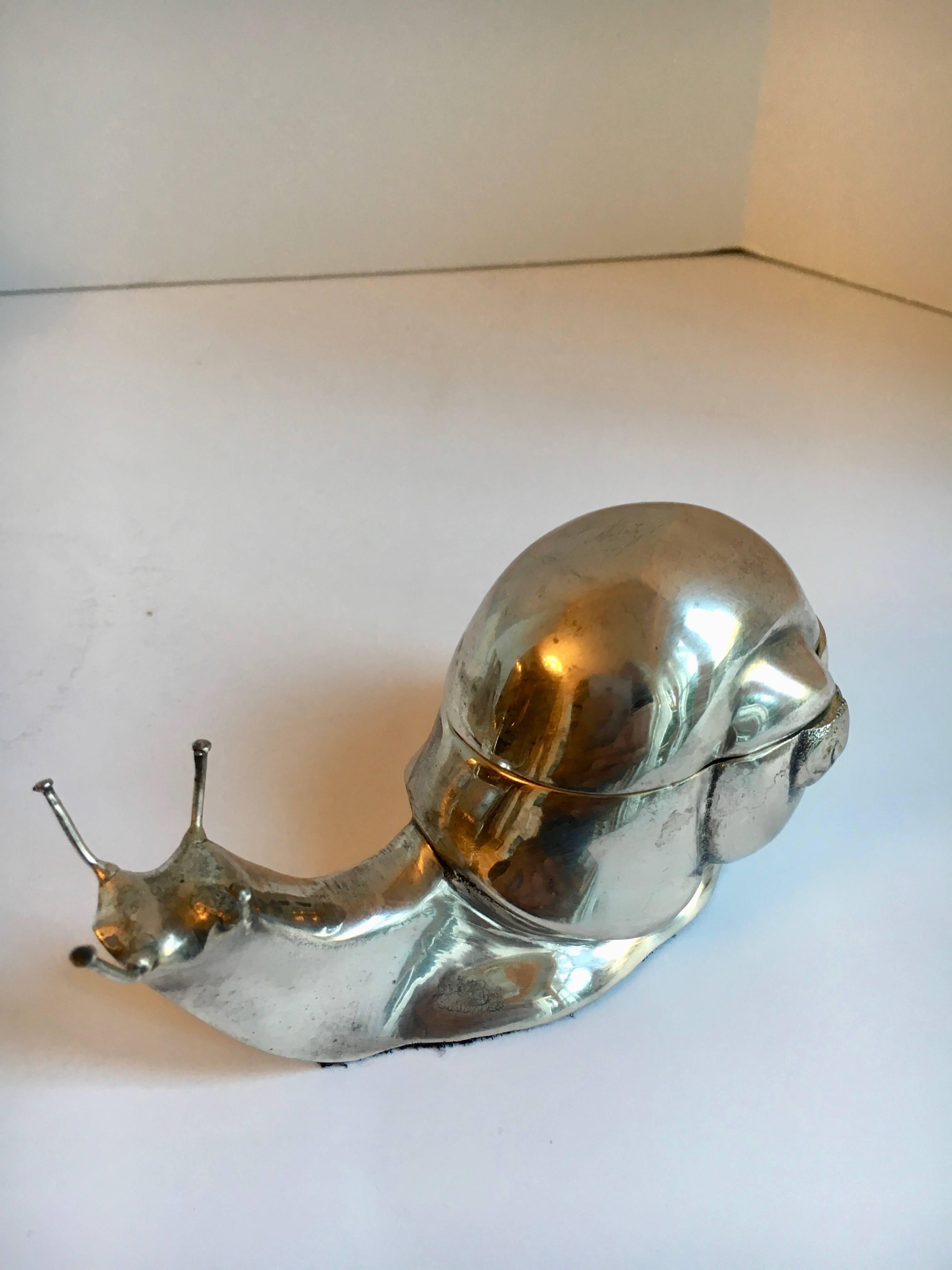 Silver Plate Box in the Form of a Snail In Good Condition In Los Angeles, CA