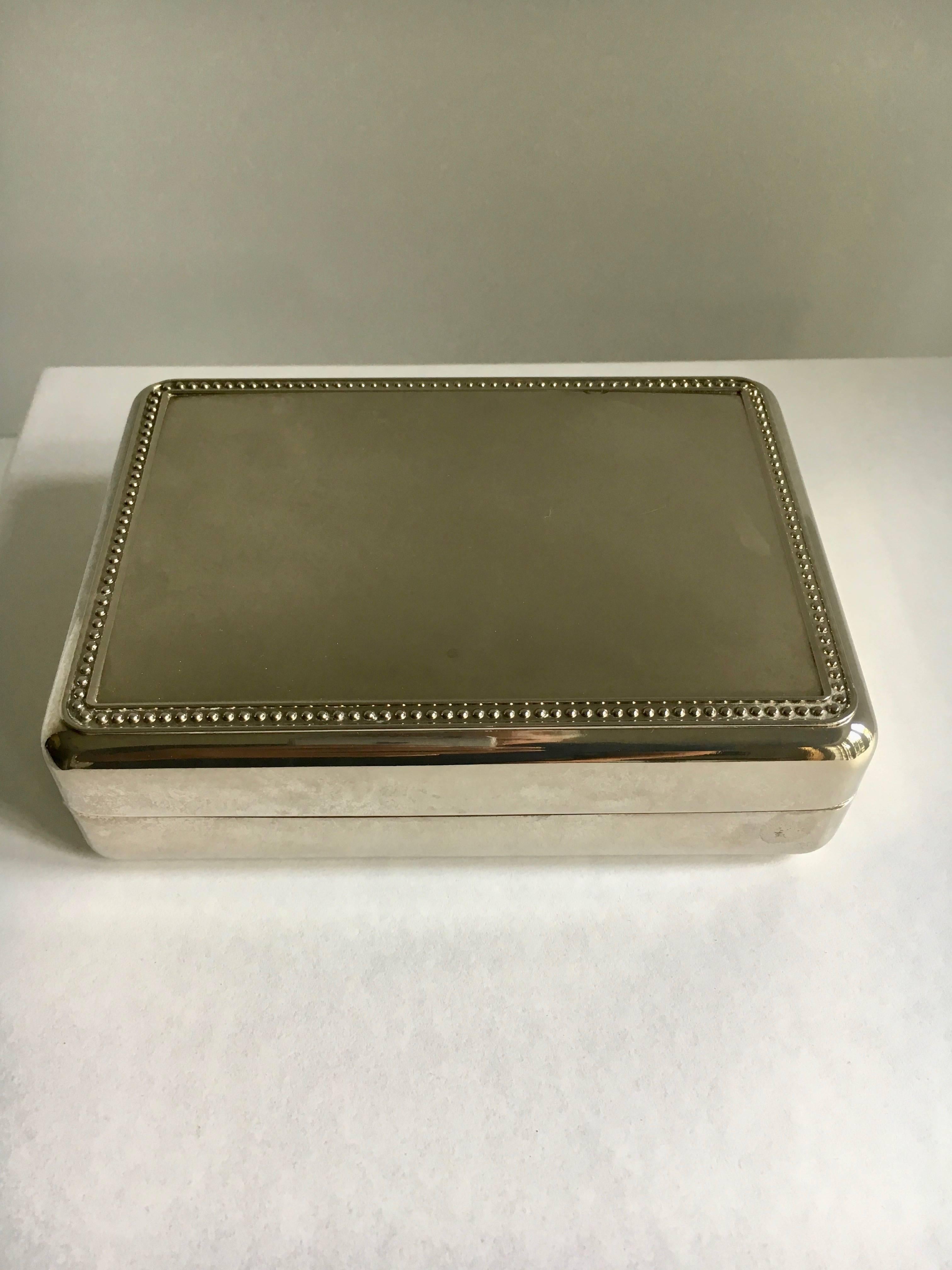 Silver Plate Box with Blue Interior In Excellent Condition In Los Angeles, CA