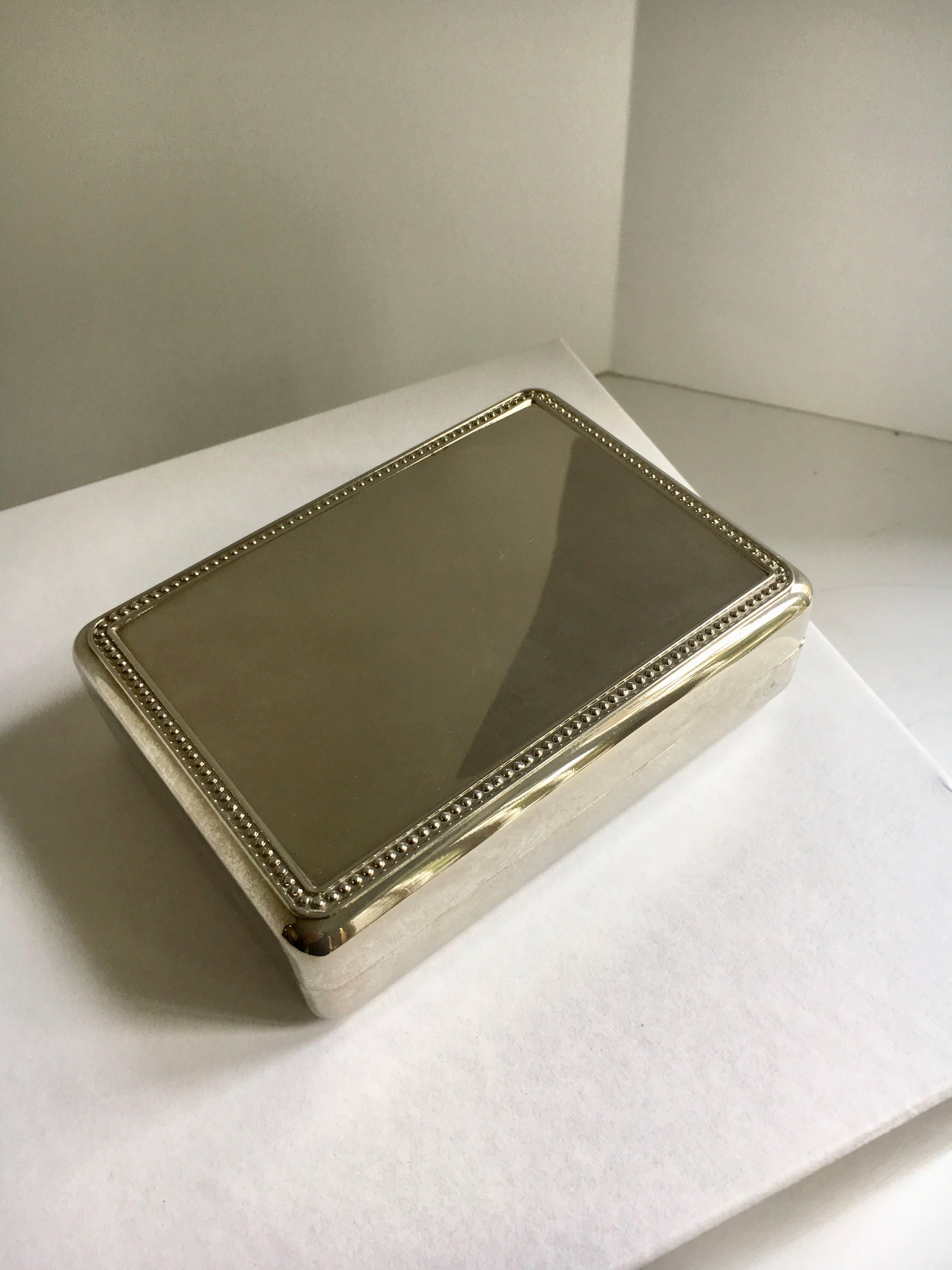 20th Century Silver Plate Box with Blue Interior