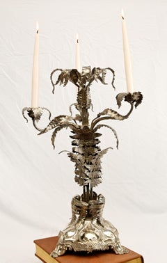 Silver Plate Candelabra Centrepiece Palm Tree Dish Sheffield