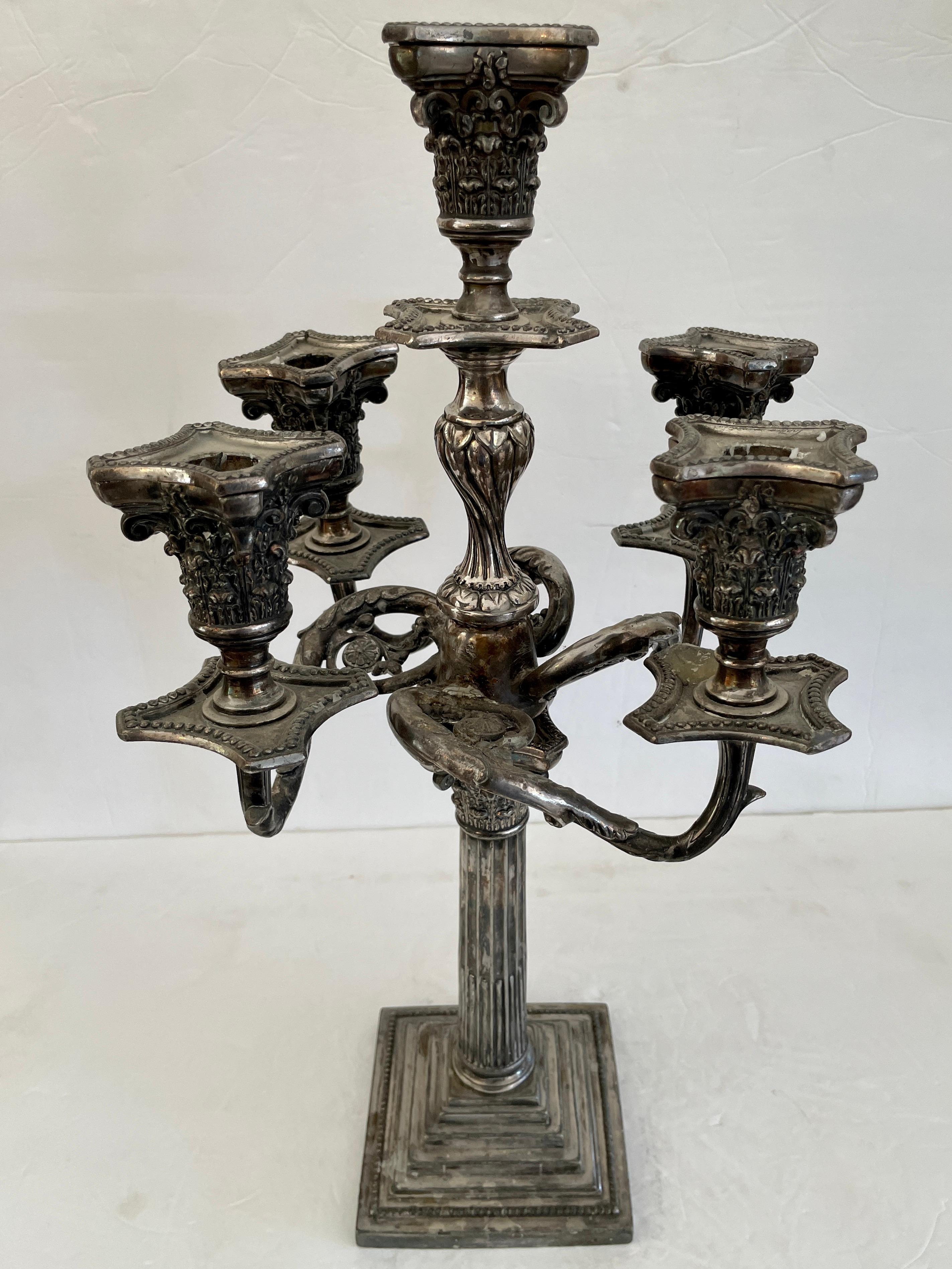 Silver Plate Candelabra In Good Condition For Sale In Los Angeles, CA