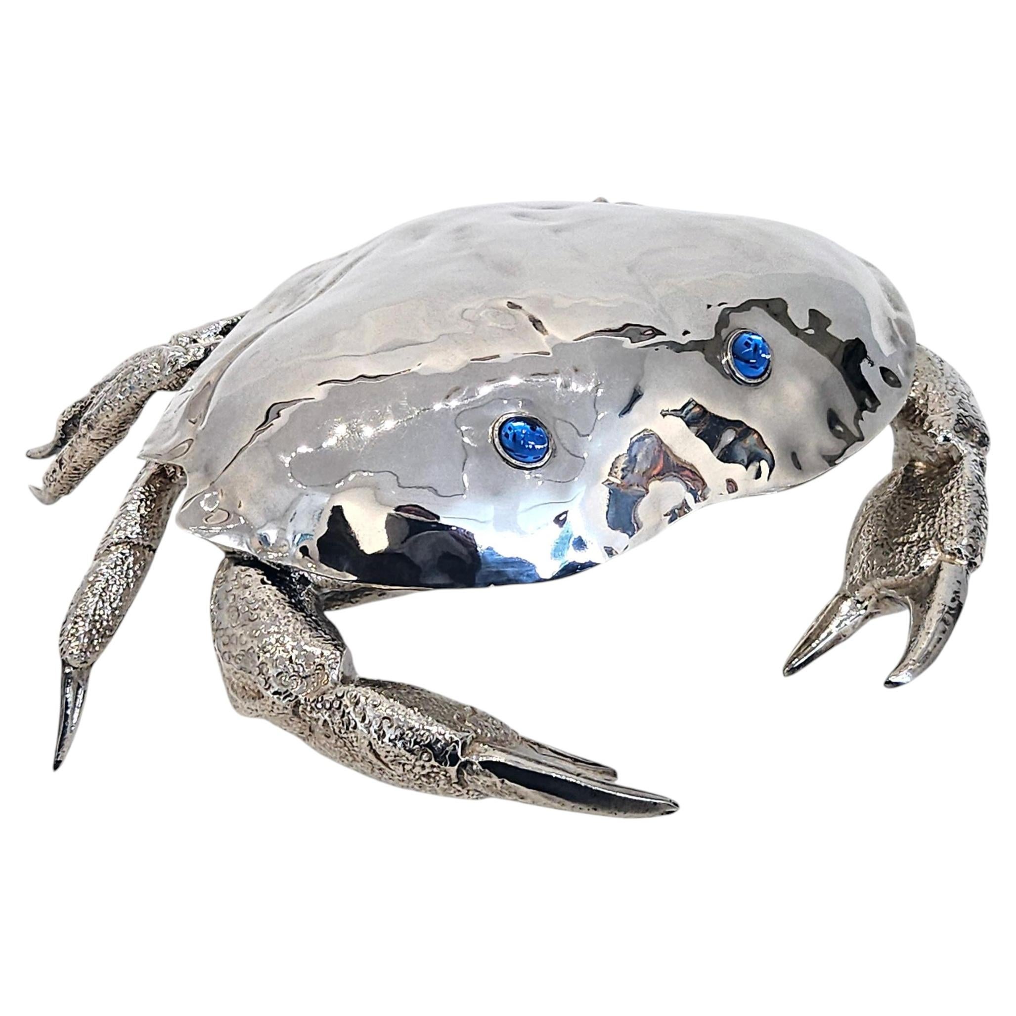 Piatto per caviale in argento a forma di granchio di Franco Lapini, 1970 ca.